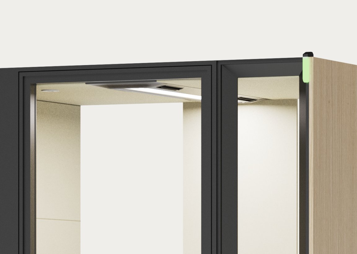 CorePod Cube Duo, zgornji del: LED-svetilka in prezračevanje