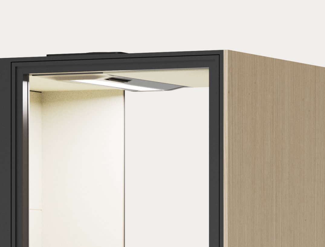 CorePod Cube Focus, zgornji del: LED-svetilka in prezračevanje