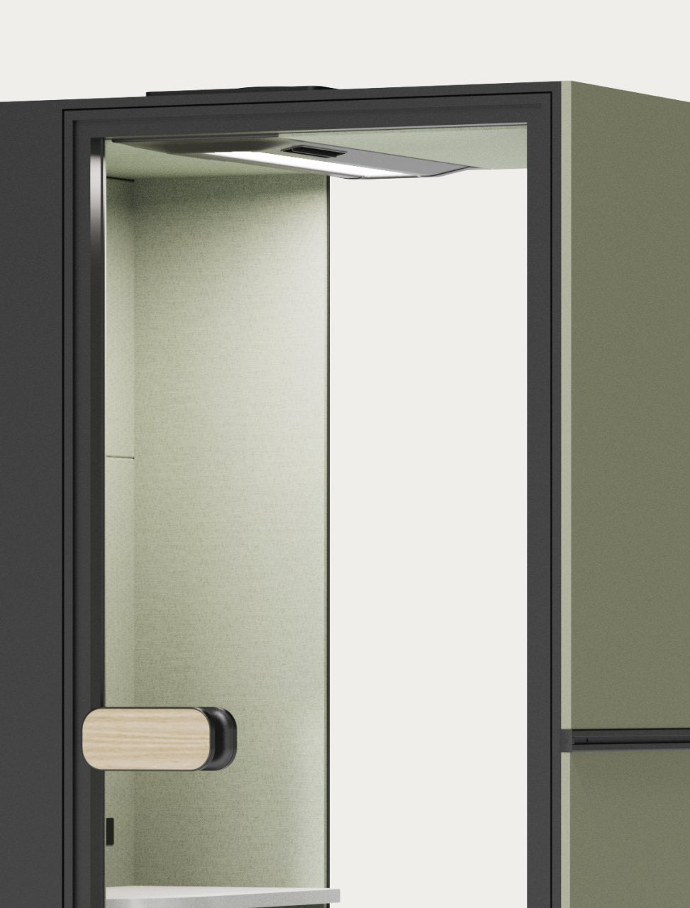 CorePod Cube Focus, podrobnost: vrata z ročajem in notranjost