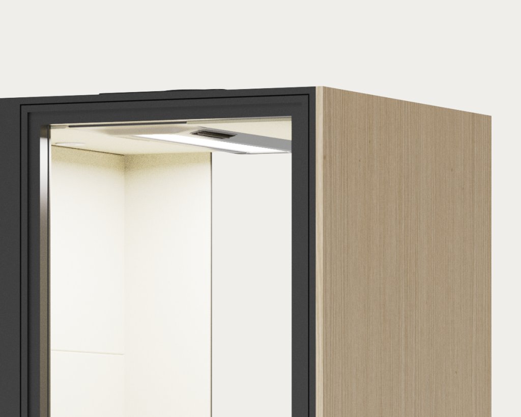 CorePod Cube Solo, zgornji del: LED-svetilka in prezračevanje